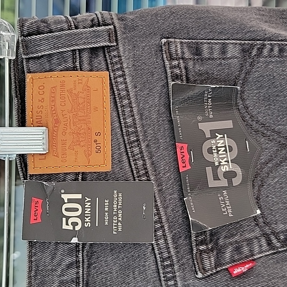 Levis 501 Skinny High-Rise Jeans Sz 31 Charcoal - Picture 6 of 10